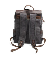 Cool Canvas Leather Mens 15'' College Gray Computer Backpack Travel Backpack for Men