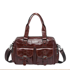 Cool Leather Mens Travel Bag Overnight Bag Work Handbags Business Bag for Men