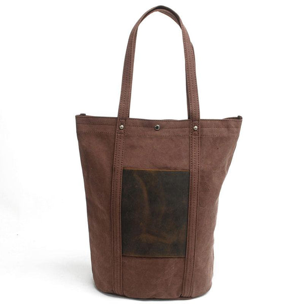 Mens Waxed Canvas Leather Tote Bag Canvas Shoulder Bag for Men