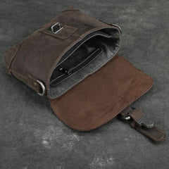 Cool Brown Leather Men's 8 inches Postman Bag Camel Belt Bag Courier Messenger Bag For Men