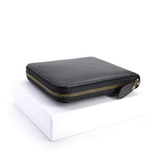 Leather Mens Black Zipper Small Wallet Front Pocket Wallet Small Wallet for Men