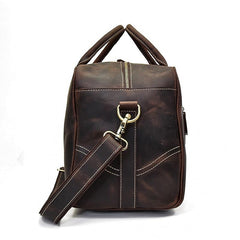 Casual Brown Leather Men's Overnight Bag Travel Bag Luggage Weekender Bag For Men