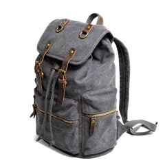 Cool Canvas Leather Womens Mens Large College Backpack 14'' Travel Backpack Computer Backpack for Men