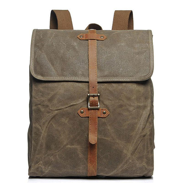 Cool Waxed Canvas Mens School Backpack Canvas Travel Backpack Canvas Backpack for Men