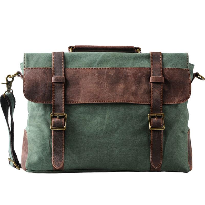 Mens Canvas Leather Cool Side Bag Messenger Bag Canvas Handbag for Men