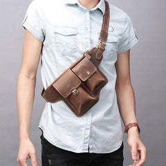 Classy Vintage LEATHER MEN'S  Cell Phone Holster Fanny Pack Waist Bag For Men