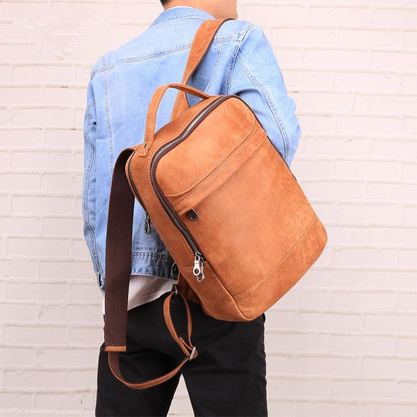 Cool Leather Mens 13inch Computer Backpack School Backpack Travel Backpack for Men