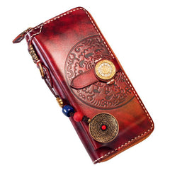 Handmade Leather Mens Chain Biker Wallet Cool Leather Wallet Long Phone Wallets for Men