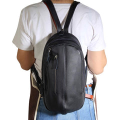 Genuine Leather Mens Cool Chest Bag Sling Bag Crossbody Bag Travel Bag Hiking Bag for men