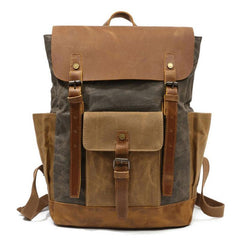 Waxed Canvas Mens Travel Backpack Canvas Backpacks Canvas School Backpack for Men