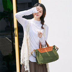 Canvas Leather Womens Handbag Messenger Bag Side Bag for Women