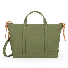 Canvas Leather Mens Womens Small Handbag Caramel Tote Bag Shoulder Bag Green Side Bag for Men