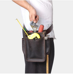 Cool Men's Leather Tool Pouch electrician tool bag Belt Pouch For Men