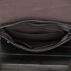 Cool Small Black Leather Mens Messenger Bag Shoulder Bag for Men