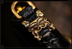 Handmade Leather Crocodile Skin Tooled Mens billfold Wallet Cool Chain Wallet Biker Wallet for Men