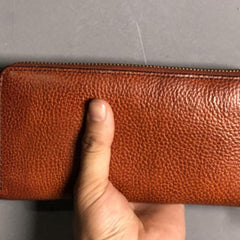 Genuine Leather Mens Cool Long Leather Phone Wallet Zipper Clutch Wallet for Men