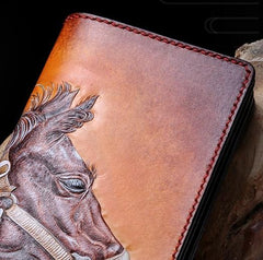 Handmade Leather Fine Horse Mens Tooled Long Chain Biker Wallet Cool Leather Wallet With Chain Wallets for Men