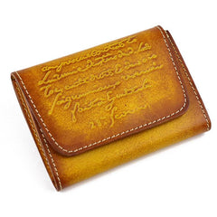 Vintage Brown Leather Men's Small Wallet Black Short Card Wallet For Men