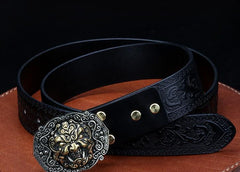 Handmade Genuine Custom Cool Leather Mens Leather Men Black Belt for Men