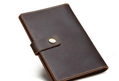 Vintage Leather Mens Passport Wallet Bifold Slim Long Wallet For Men