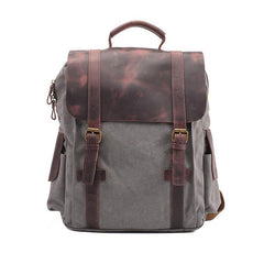 Mens Canvas Leather Backpack Canvas Hiking Backpack Canvas Travel Backpack for Men