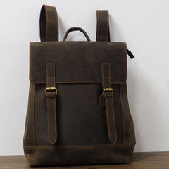 Cool Mens Leather 15inch Laptop Backpack Travel Backpack Leather School Backpacks for Men