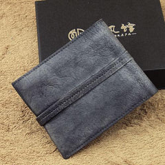 Handmade Mens Cool billfold Leather Wallet Men Small Slim Wallets Bifold for Men - iChainWallets