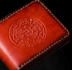 Handmade Leather Tibetan Tooled Mens billfold Wallet Cool Leather Wallet Slim Wallet for Men