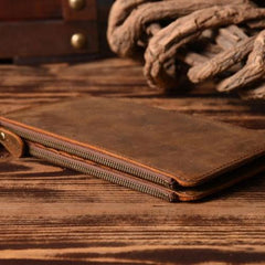 Handmade Leather Mens Cool Long Leather Wallet Card Clutch Wallet for Men