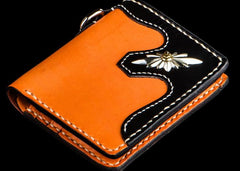 Handmade Leather Trucker Bag Mens billfold Wallet Cool Chain Wallet Biker Wallet for Men