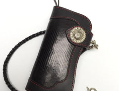 Handmade Leather Long Biker Wallet Mens Cool Chain Wallet Trucker Wallet with Chain