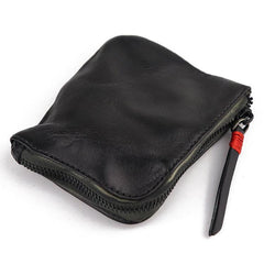 Vintage Leather Men's Small Change Wallet Brown Zipper Front Pocket Wallet For Men