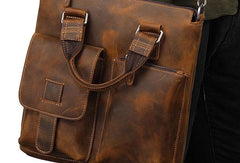Genuine Leather Mens Briefcase Laptop Briefcase Handbag Work Bag For Men