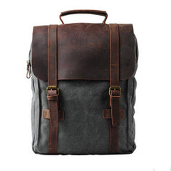 Cool Mens Canvas Leather Travel Backpack Canvas Backpack Canvas School Bag for Men