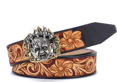 Handmade Genuine Custom Tooled Floral Cool Leather Mens Leather Men Belt for Men