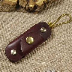 Brown Handmade Mens Leather Keyholders With Hook Cool KeyChains Key Holders KeyRing for Men