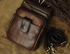 Vintage Leather Belt Pouches Cell Phone Holster Brown BELT BAG Small Side Bag For Men