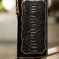 Handmade Leather Mens Biker Chain Wallet Cool Leather Wallet Long Biker Wallets for Men