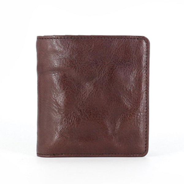 Coffee Leather Billfold Wallet with Coin Pocket - iChainWallets