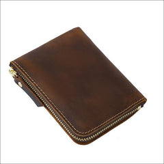 Leather Small Mens Wallet Zipper billfold Front Pocket Wallet Card Wallet Small Wallet for Men