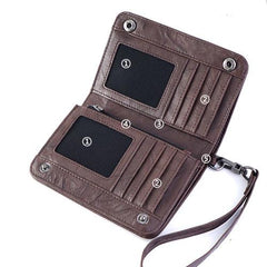 Handmade Leather Mens Chain Biker Wallet Cool Leather Wallet Small Wallets for Men - iChainWallets