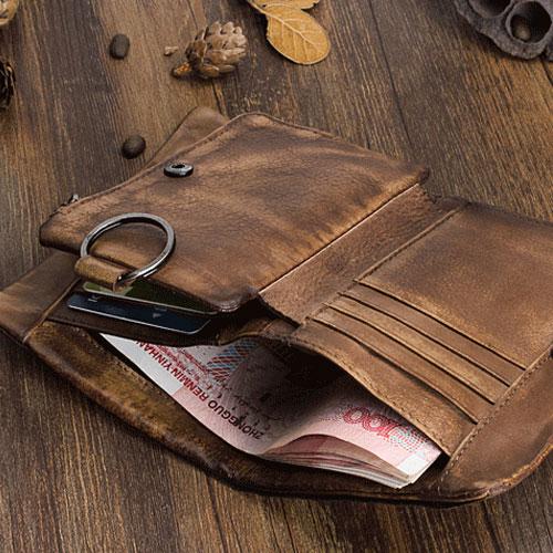 Handmade Leather Short Mens Chain Biker Wallet Cool Leather Wallet
