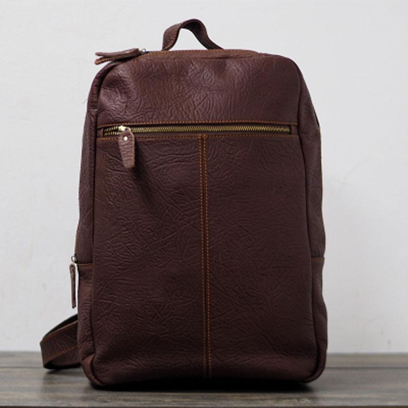 Cool Mens Leather 15inch Laptop Backpack Travel Backpacks Leather School Backpack for Men