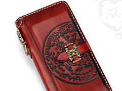 Handmade Leather Mens Chain Biker Wallet Cool Leather Wallet Long Phone Wallets for Men