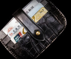 Handmade Leather Mens Cool Short Wallets Card Holders Small Card Slim Wallets for Men