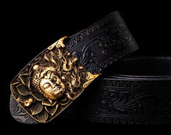 Handmade Cool Black Leather Mens Belt  Cool Leather Men Belt for Men