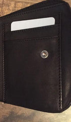 Genuine Leather Mens Cool billfold Long Leather Wallet Men Small Wallets Bifold for Men