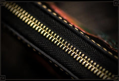 Handmade Leather Tooled Carp Mens Chain Biker Wallest Cool Leather Wallets Long CHain Wallets for Men