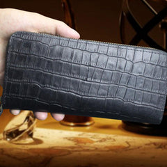 Handmade Leather Floral Mens Cool Zipper Phone Travel Long Wallet Card Holder Card Slim Clutch Wallets for Men