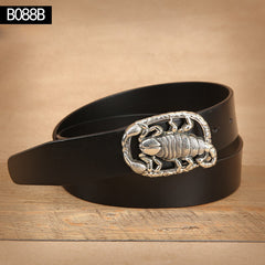 Handmade Mens Brass Scorpion Leather Belts Handmade Black Leather Belt for Men